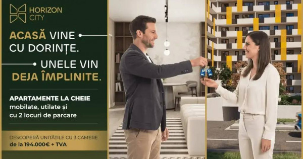 Horizon City Pipera | 3 Camere cu Mobilier și 2 Parcări Incluse