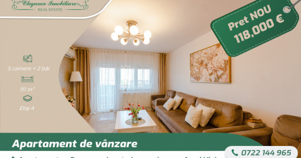 Apartament cu 5 camere si centrala proprie, zona Aurel Vlaic