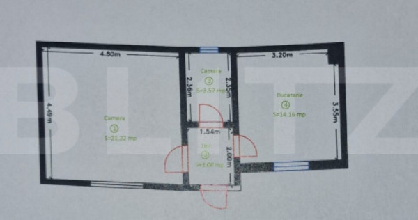 Apartament cu o cameră, 42 mp - Zalău