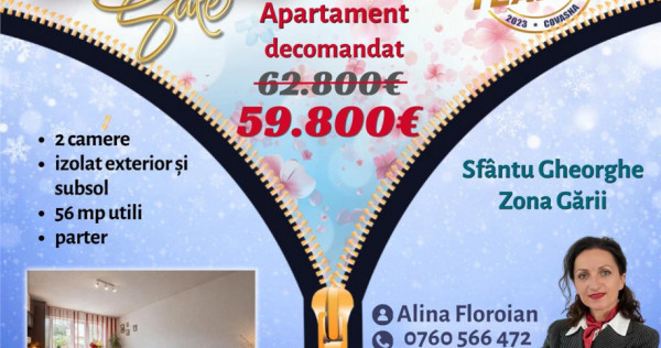 FILM!Apartament spatios, 2 camere, decomandat, Sfantu Gheorg