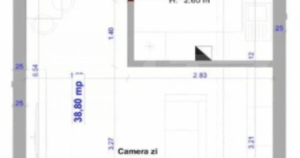 Apartament cu 1 camera, 39 mp, bucatarie separata, parter in