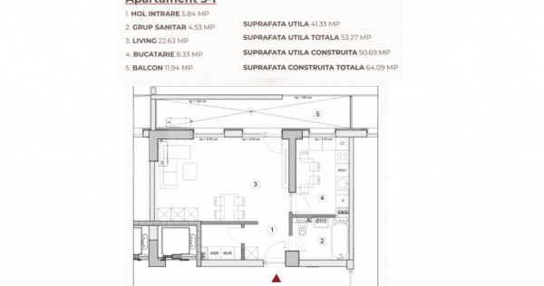 Studio 53.27 mp &icirc;ntr-un ansamblu cu 0% Comision la Achiziț