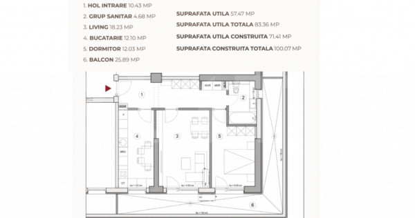 Apartament 2 camere, 82.92 mp, ansamblu 0% Comision Achiziț