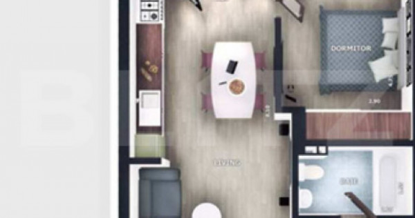 Apartament 2 camere, 51 mp, intermediar, balcon, CF, parcare
