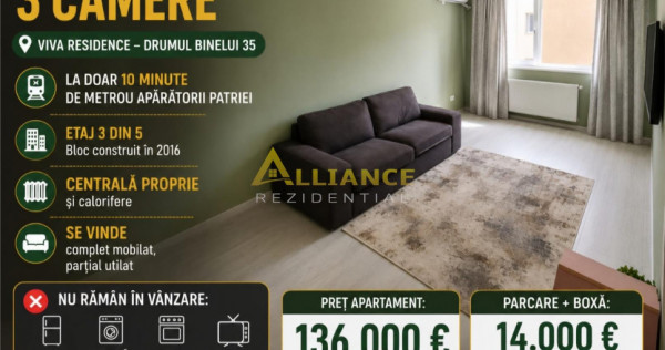 Sector 4 Viva Residence Apartament 3 camere Mobilat