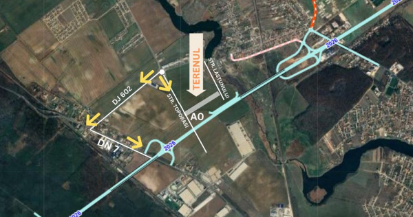 Teren Buftea Nod Rutier DN7-A0. Pretabil hale. 7790 mp.