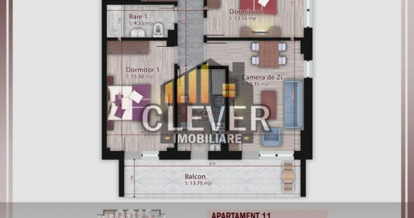 Apartament 3 camere-Comision 0% Metrou Teclu - Pallady