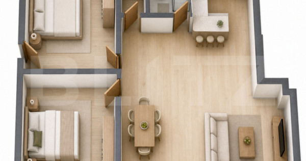 Apartament eficient compartimentat, 3 camere, etajul 1