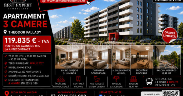 3 Camere Ideal Familiie| Parcare Bonus la avans 50% | Comisi
