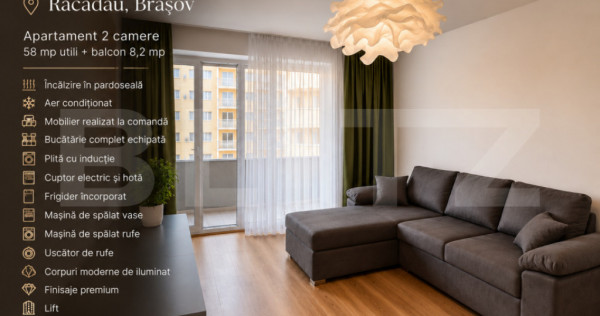 Apartament 2 camere, balcon 8,2 mp, parcare, Racadau