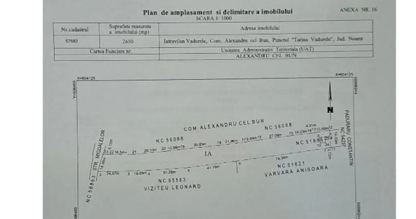 Vand teren intravilan Vadurele 2650 mp