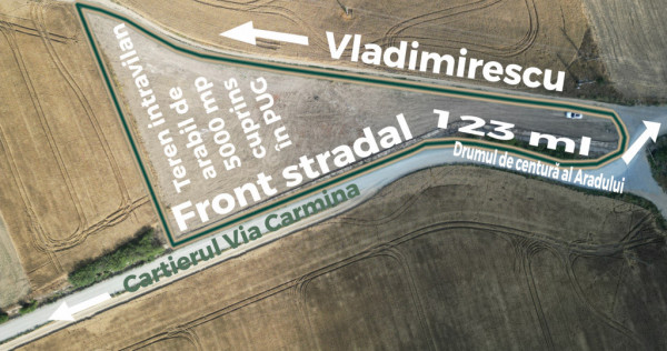 Teren intravilan de 5.000 mp &icirc;n PUG Vladimirescu