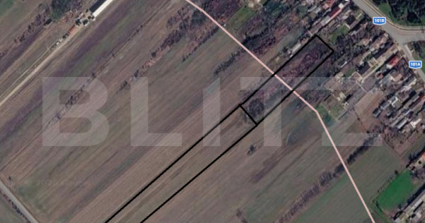 Teren de v&acirc;nzare, 4.000 mp, 1.573 mp intravilan, acces din