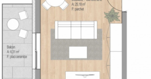 Apartament 2 CAM, SU 42.24 MP, 1 BALCON in zona CETATII