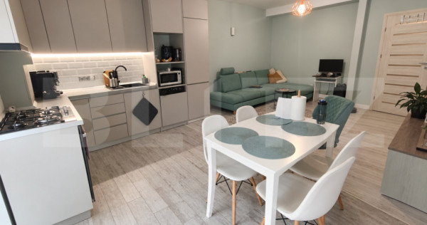 Apartament 2 camere, parter &icirc;nalt, bloc nou, mobilier la co