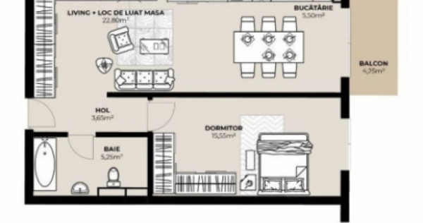 Apartament 2 camere , 48 MP, Ansamblu in constructie, zona B