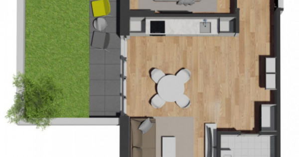 Apartament de 2 camere, finisat, cu gradina, zona VIVO