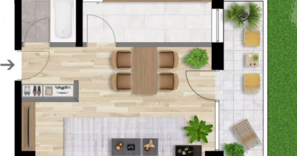 Apartament 1 CAM, SU 37.31 MP, 1 BALCON, zona INTRE LACURI