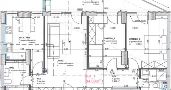 Apartament 3 CAM, SU 84.08 MP, 1 BALCON in zona Marasti