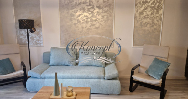Apartament 2 camere, complet mobilat si utilat, balcon si pa