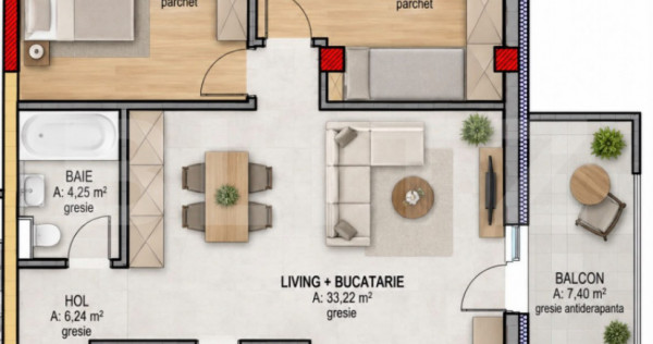 Apartament cu 3 camere, 72.50 mp, zona Terra Gardens, Comisi