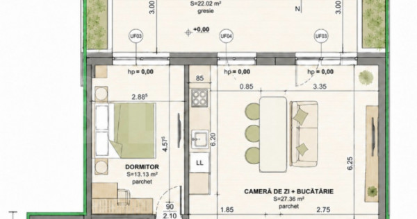 Apartament 2 camere, 52 mp, zona Iris
