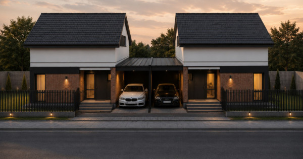 Duplex 4 camere despartit prin carport - Asfalt - Mosnita