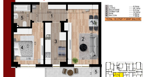 Apartament Spatios - 2 Camere - Metrou Berceni