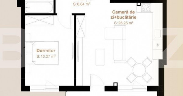 Apartament 2 camere cu CF, 49,92 mp + balcon 9,39, zona Vivo