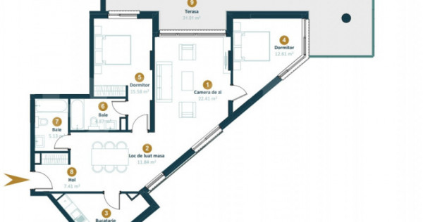 Apartament 3 camere 88 mp Terasa 36 mp etaj intermediar, &Icirc;n