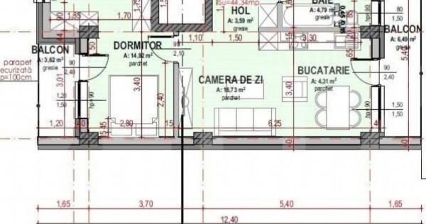 Apartament 2 camere, 44 mp, parcare, zona Somesului