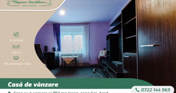 Casa cu 4 camere si 792 mp teren, zona Gai, Arad