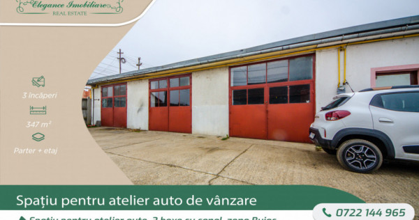 Spațiu pentru atelier auto, 3 boxe cu canal, zona Bujac, Ar