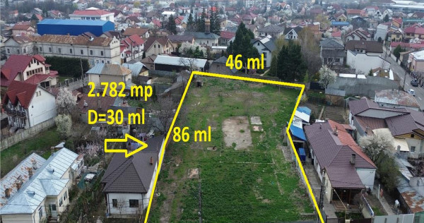 Teren Focsani-CENTRU, 2.782 mp, D=30 ml, comision 0%