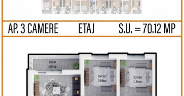 Apartament 3 camere, confort 1, bloc nou, etaj 5, strada TIN