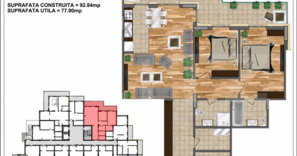 Apartament de v&acirc;nzare, bloc nou, zona Aurel Vlaicu 48,60 mp