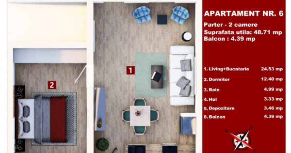 Studio cu dressing de vanzare, etaj intermediar - Direct Dezvoltator