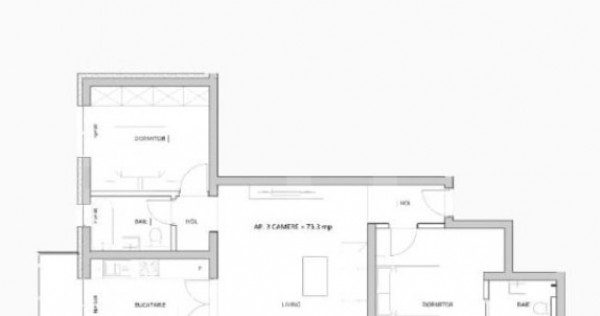Apartament 3 camere,73 mp utili, balcon 16,60 mp, zona Esso