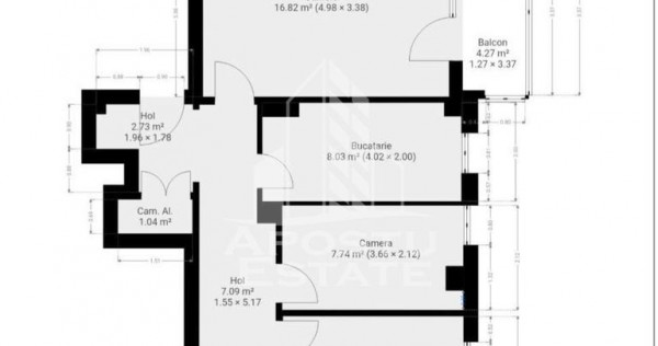 Apartament cu 3 camere, decomandat, etajul 1, zona Dambovita