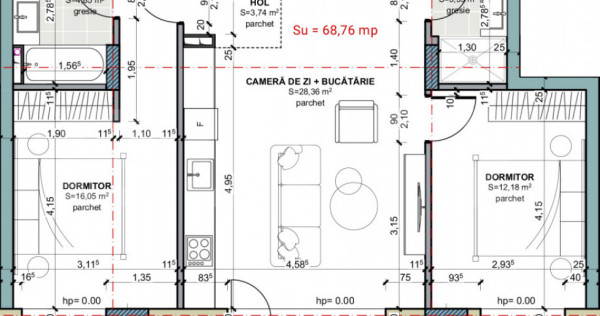 Apartament 3 camere, 2 bai, etajul 1, zero comision, Terra O