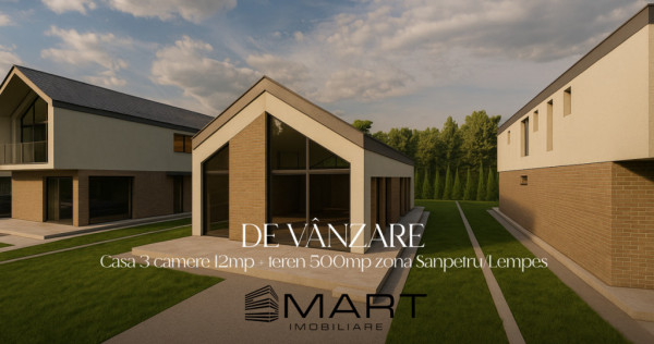 Casa 3 camere 12mp + teren 500mp zona Sanpetru/Lempes