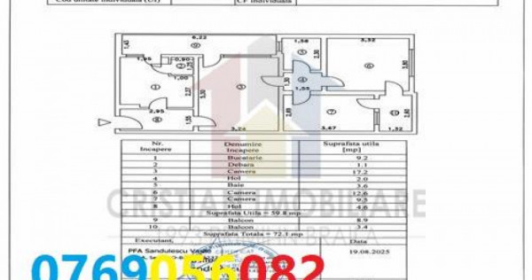 Apartament 3 camere confort 1, 72 mp, confort 1, Viziru 1