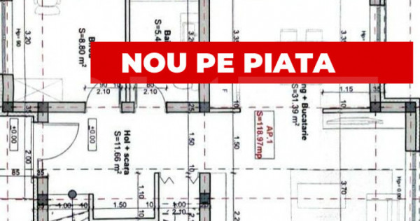 Duplex Chisoda 120mp utili 5 camere P+1E 3 BAI 2 locuri de p