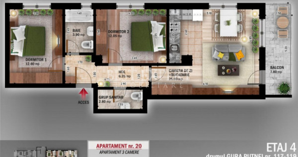 3 Camere Finisaje Premium -600 m STB