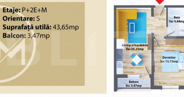 Apartament 2 camere, 43,65 mp, nou, Zona Ipotesti