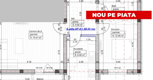 Apartament 2 camere decomandat &ndash; loc de parcare 59MP