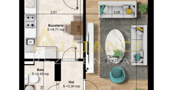 Fix la metrou Berceni - garsoniera la promotie la plata nume