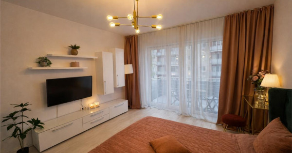 Tur 3D! Eleganta garsoniera, decomandata, mobilata, terasa,