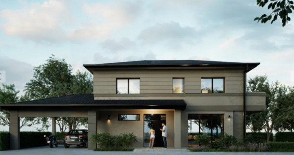 Casa individuala nZEB, garaj dublu,panouri fotovoltaice