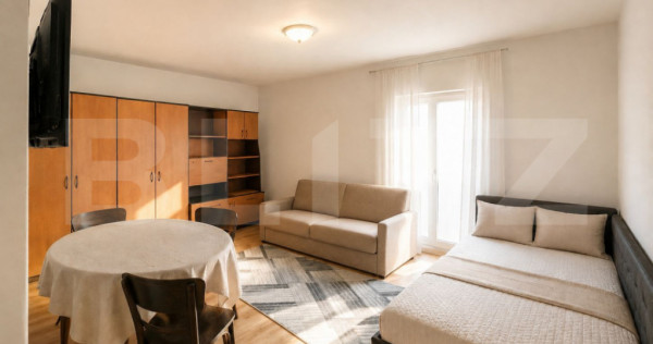 Apartament cu o camera, decomandat, 37 mp, balcon, parcare